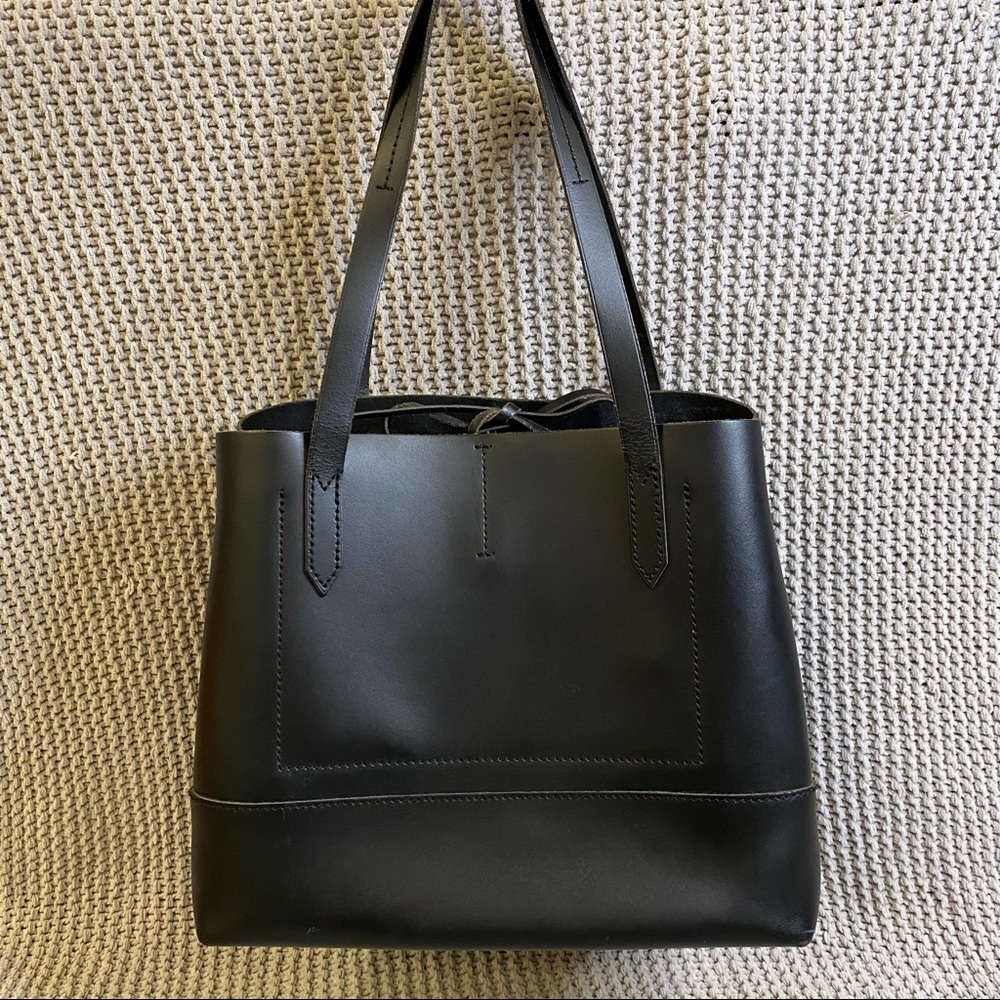 J Crew Black Leather Tote Shoulder Bag